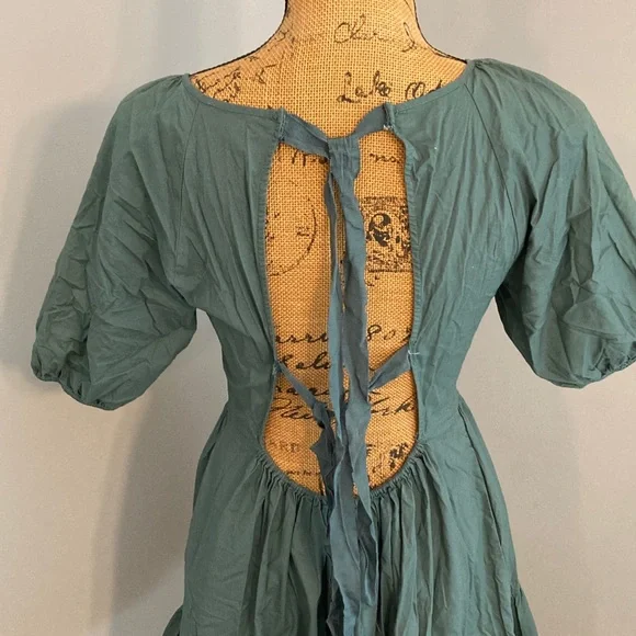 Peter Som Dark Green-Blue Mini Dress Puff Sleeves Women Size 6 - Picture 6 of 15